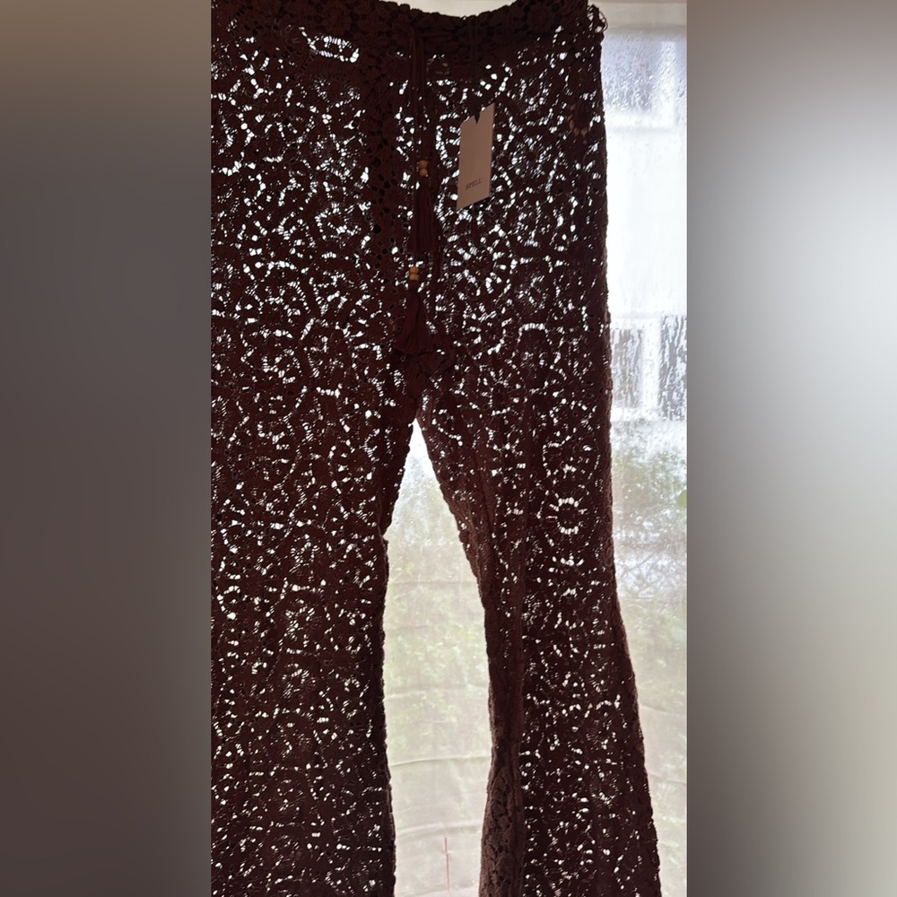 Spell Helena Brown Crochet Lace Pants